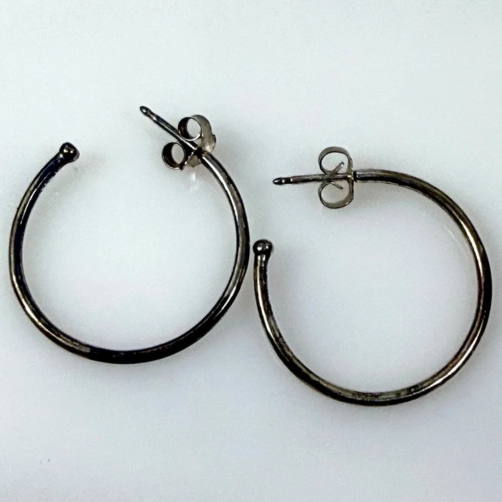 Pandora Sterling Silver ALE Open Hoop Earrings Ball End 925 1